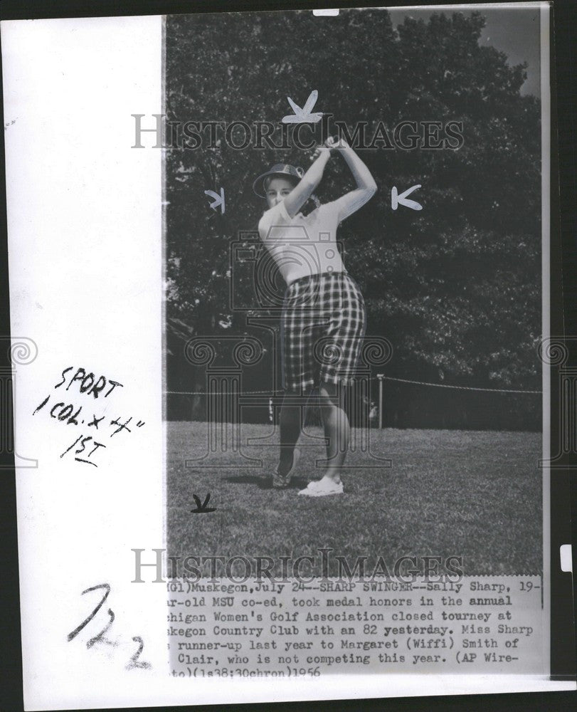 1956 Press Photo Sally Sharp Muskegon Country Club golf - Historic Images