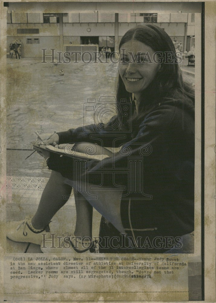 1974 Press Photo Judy Sweet assistant director athletic - Historic Images