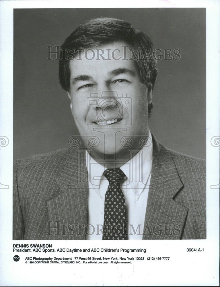 1992 Press Photo Dennis Swanson President ABC sports - Historic Images