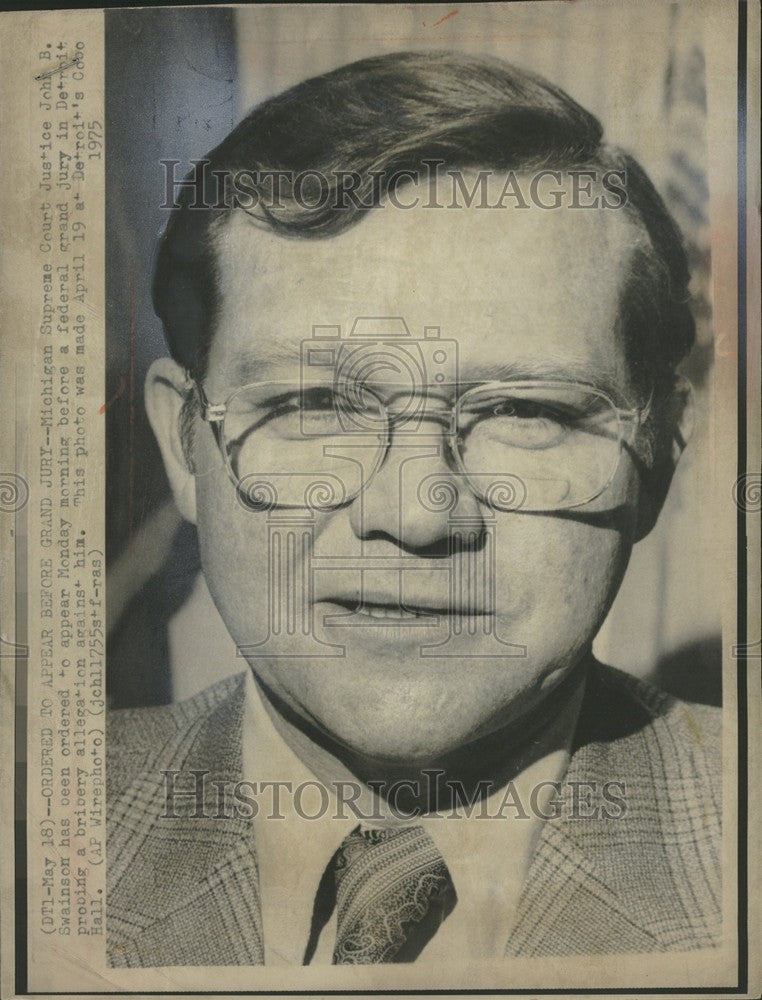 1977 Press Photo John B. Swainson Justice MI Bribery - Historic Images