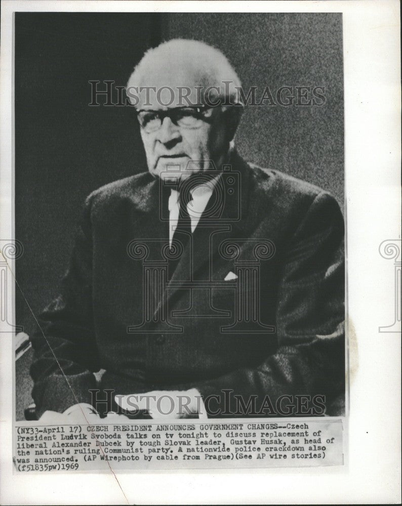 1969 Press Photo Czech President Ludvik Svoboda tv talk - Historic Images