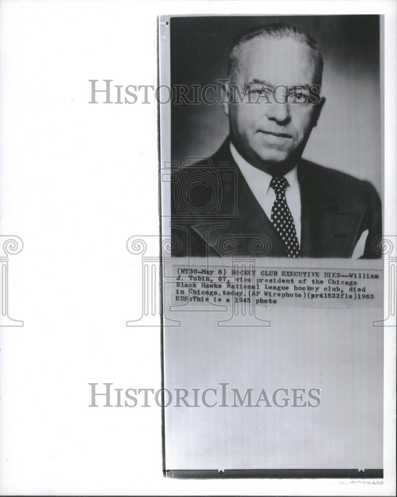 1963 Press Photo William J. Tobin Chicago Black Hawks - Historic Images