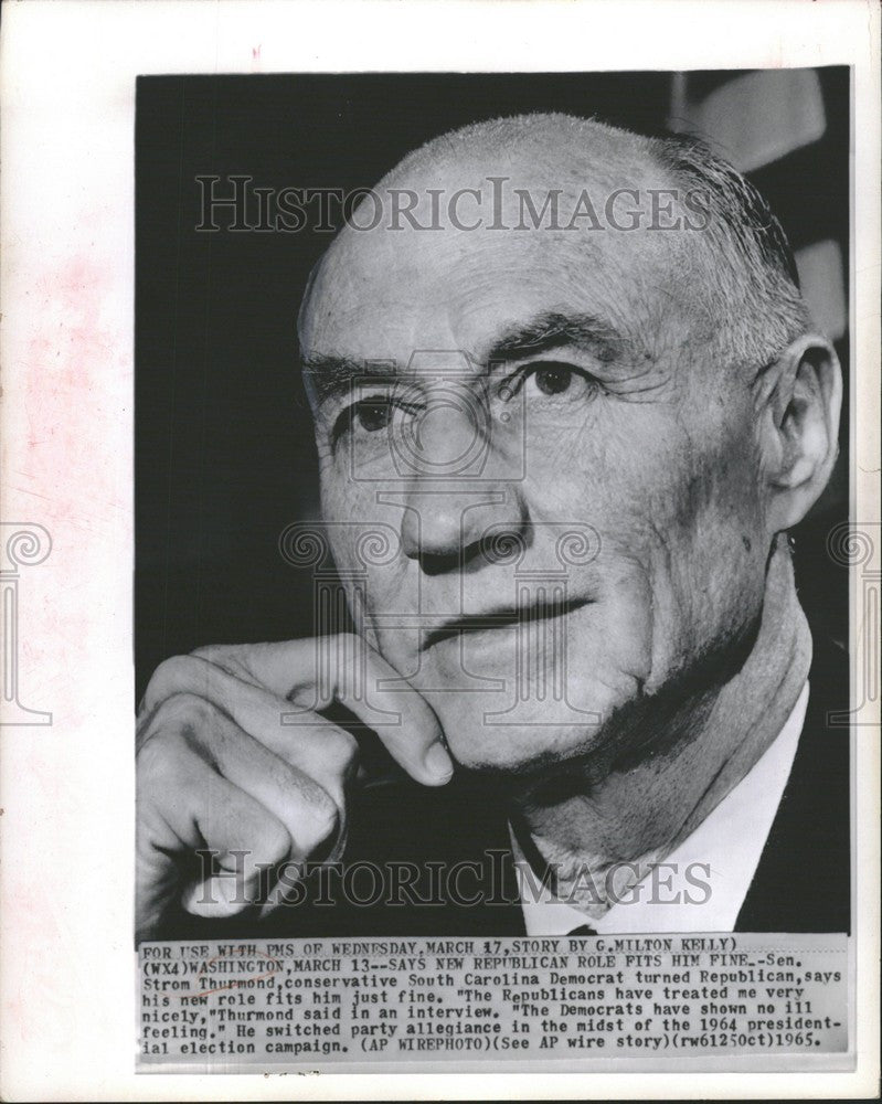 1965 Press Photo South Carolina Senator Strom Thurmond - Historic Images