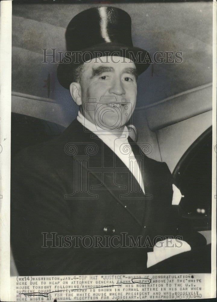 1940 Press Photo Frank Murphy Attorney General - Historic Images