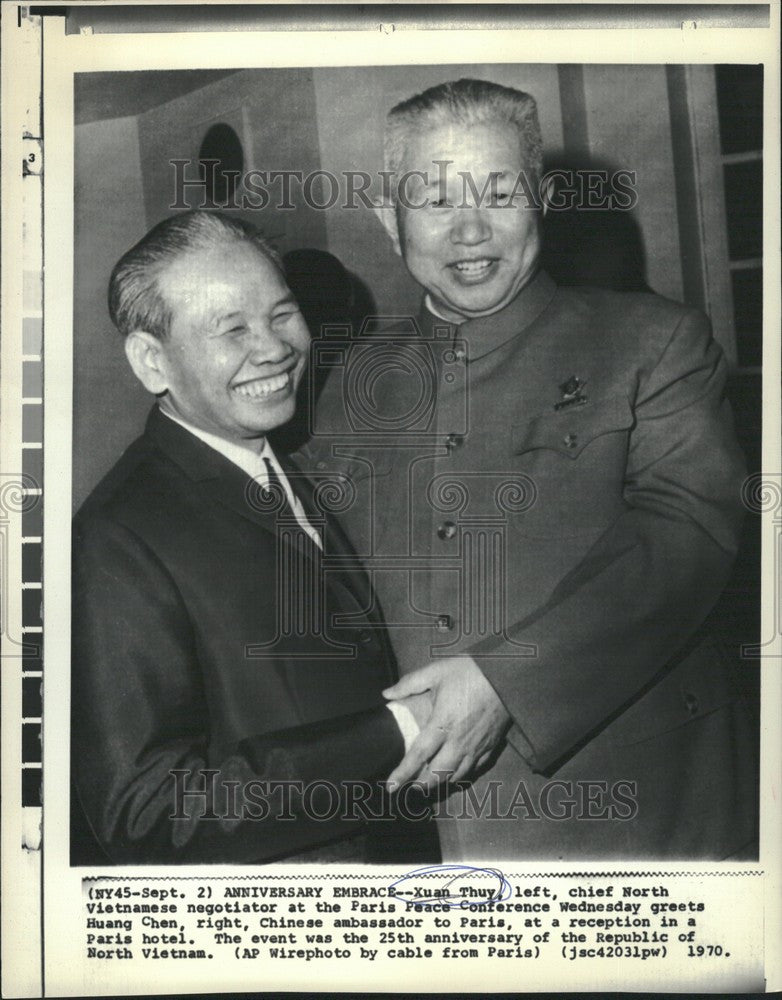 1970 Press Photo Xuan Thuy Huang Chen peace talks - Historic Images