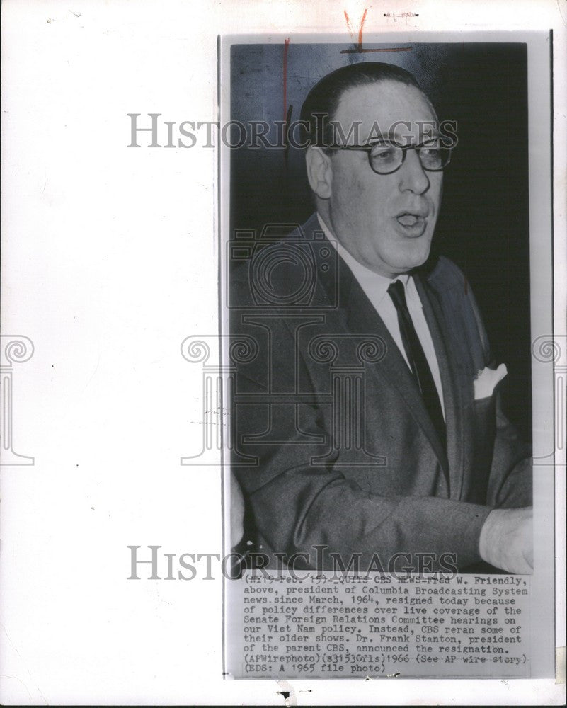 1966 Press Photo Fred Friendly Broadcasting resigned - Historic Images