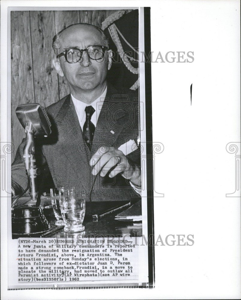 1962 Press Photo President Arturo Frondizi Argentina - Historic Images