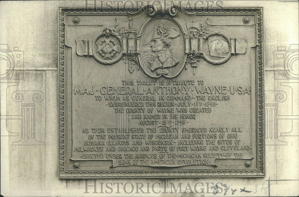 Press Photo anthony wayne general tablet tribute - Historic Images