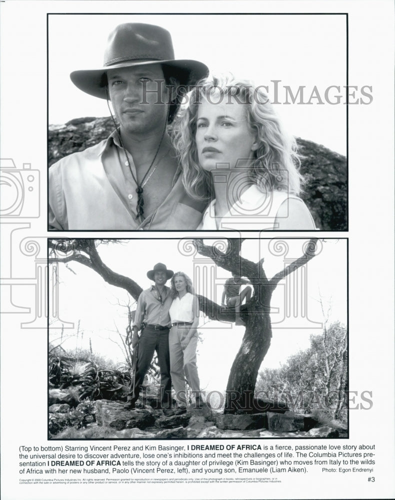 2000 Press Photo Vincent Perez and Kim Basinger in &quot;I Dreamed of Africa&quot; - Historic Images