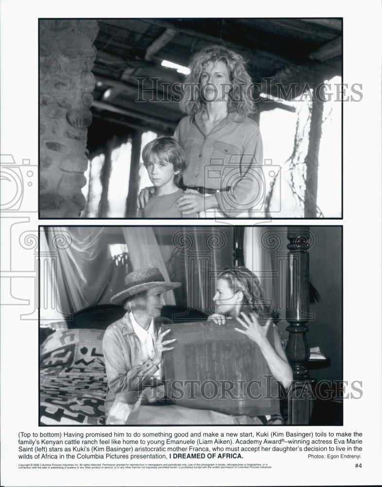2000 Press Photo Kim Basinger and Eva Marie Saint in "I Dreamed of Africa" - Historic Images