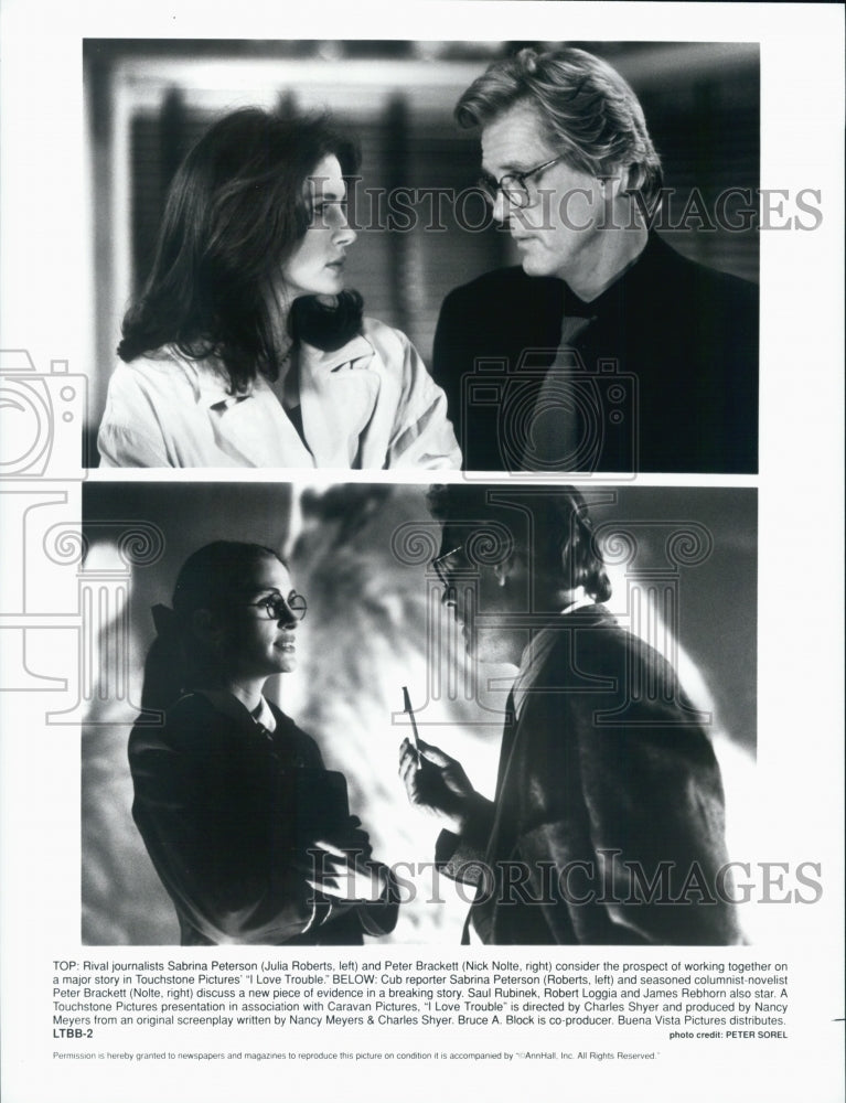 1994 Press Photo Julia Roberts and Nick Nolte in I Love Trouble - Historic Images