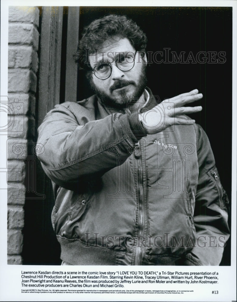 1990 Press Photo Lawrence Kasdan, director of love story, I Love You To Death - Historic Images