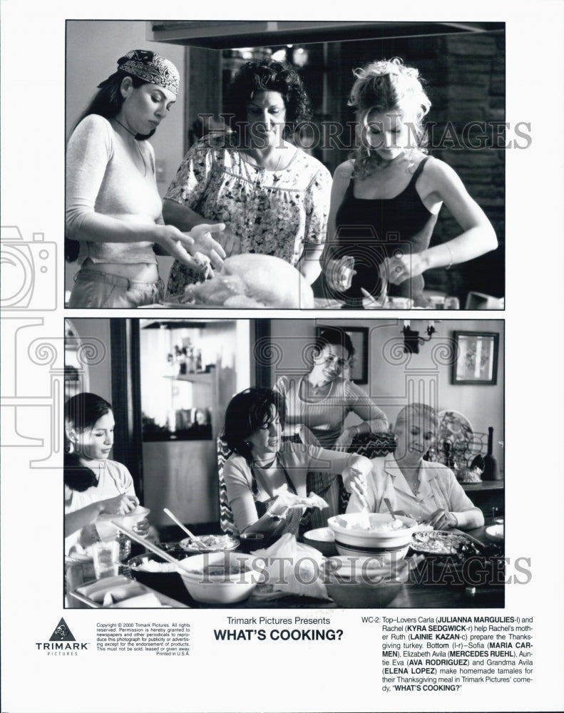 2000 Press Photo Kyra Sedgwick in Scenes from "What's Cooking?" Film - Historic Images
