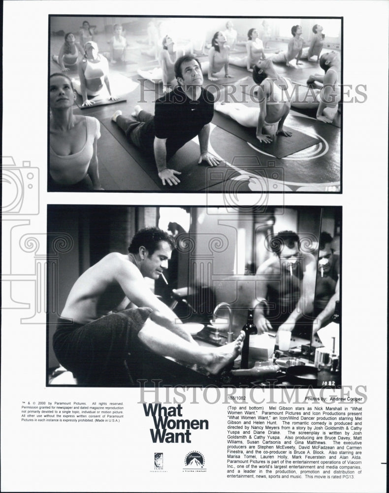 2000 Press Photo Actor Mel Gibson in &quot;What Women Want&quot; Film - Historic Images