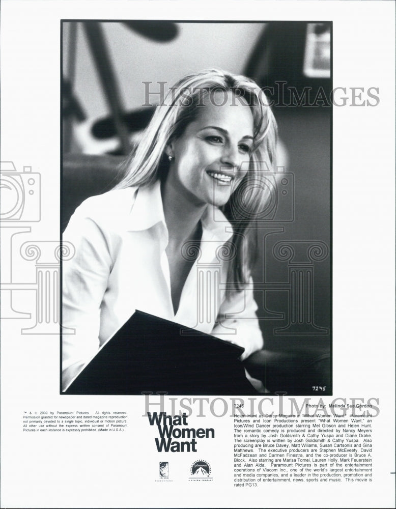 2000 Press Photo Actress Helen Hunt in What Women Want Film