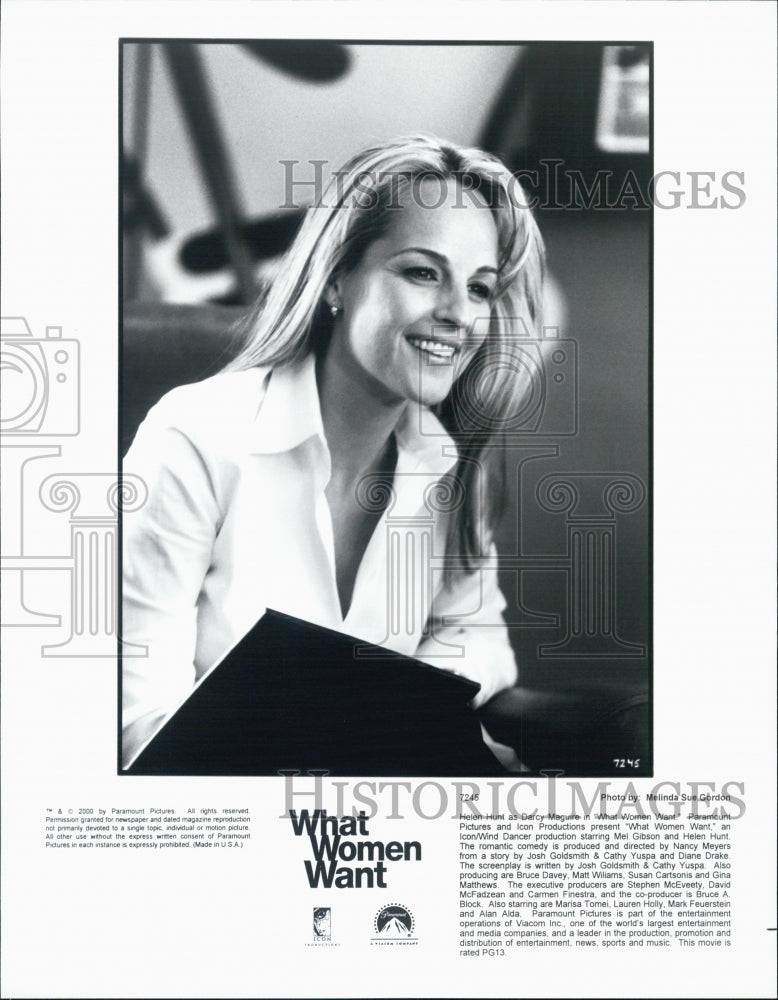 2000 Press Photo Actress Helen Hunt in "What Women Want" Film - Historic Images