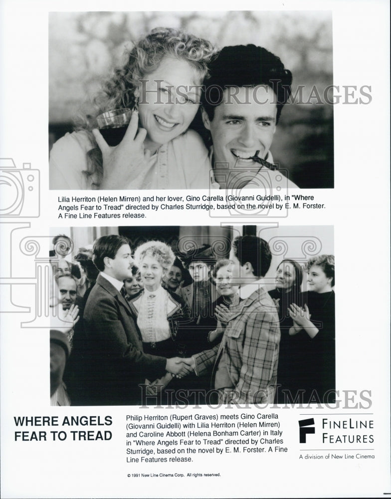 1991 Press Photo Helen Mirren & Rupert Graves in "Where Angels Fear to Tread" - Historic Images