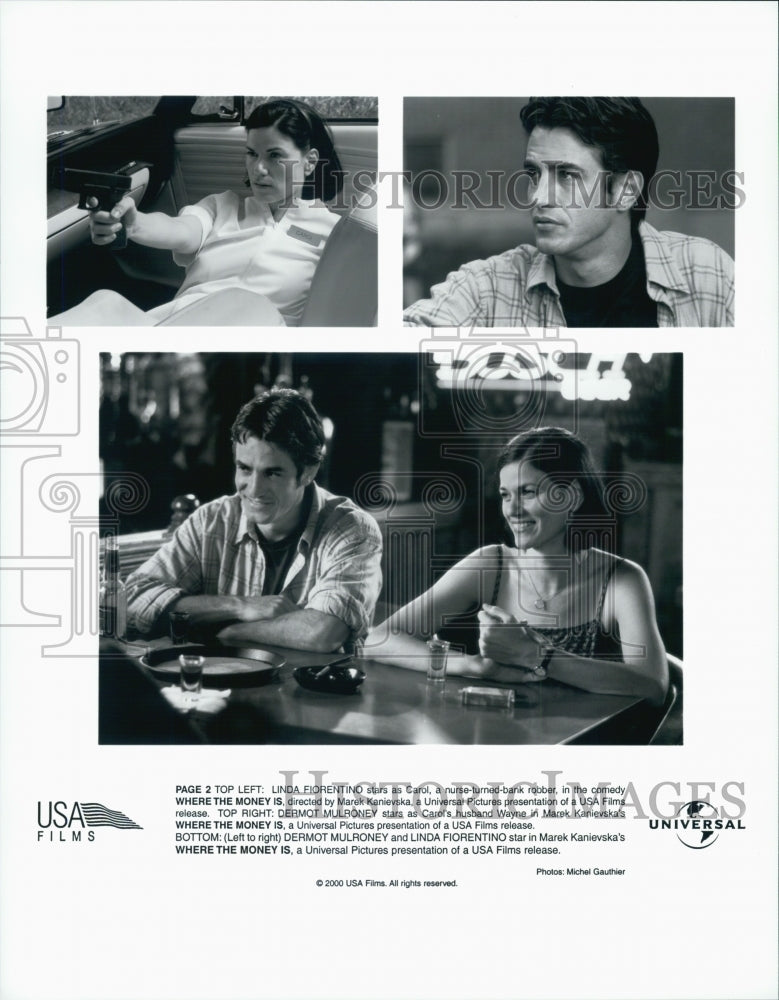 2000 Press Photo Actor Dermot Mulroney, Linda Fiorentino in "Where the Money Is" - Historic Images