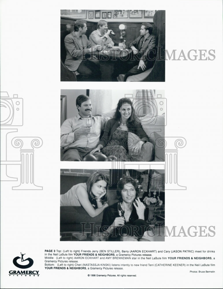 1998 Press Photo Aaron Eckhart, Amy Brenneman in &quot;Your Friends &amp; Neighbors&quot; Film - Historic Images