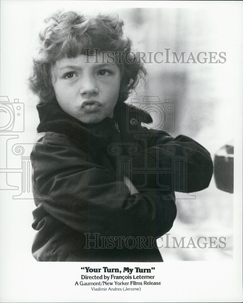 1977 Press Photo Child Actor Vladamir Andres in French Film &quot;Your Turn, My Turn&quot; - Historic Images