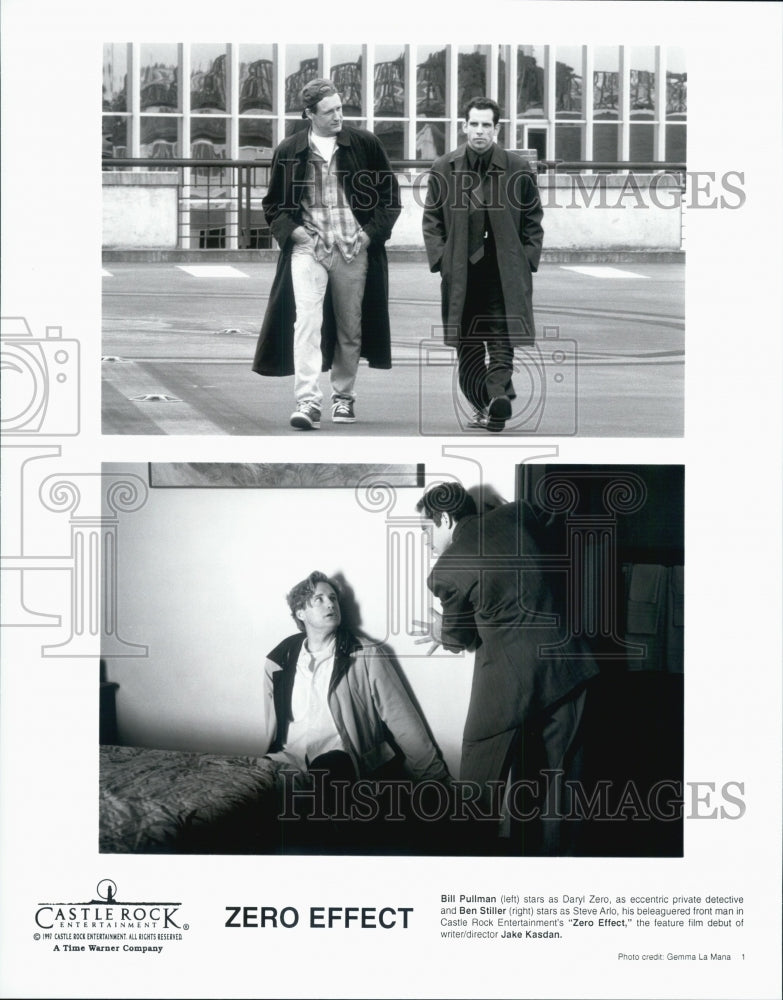 1998 Press Photo Actor Bill Pullman, Ben Stiller in "Zero Effect" Film - Historic Images