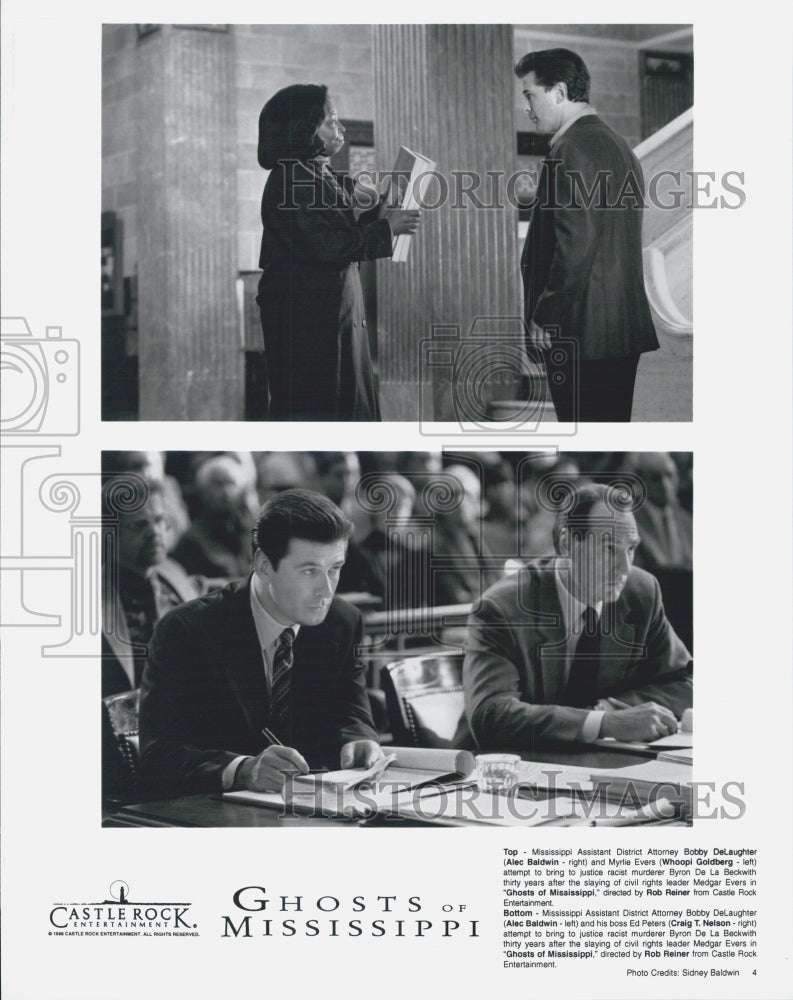 1996 Press Photo Whoopi Goldberg, Alec Baldwin in "Ghosts of Mississippi" Film - Historic Images