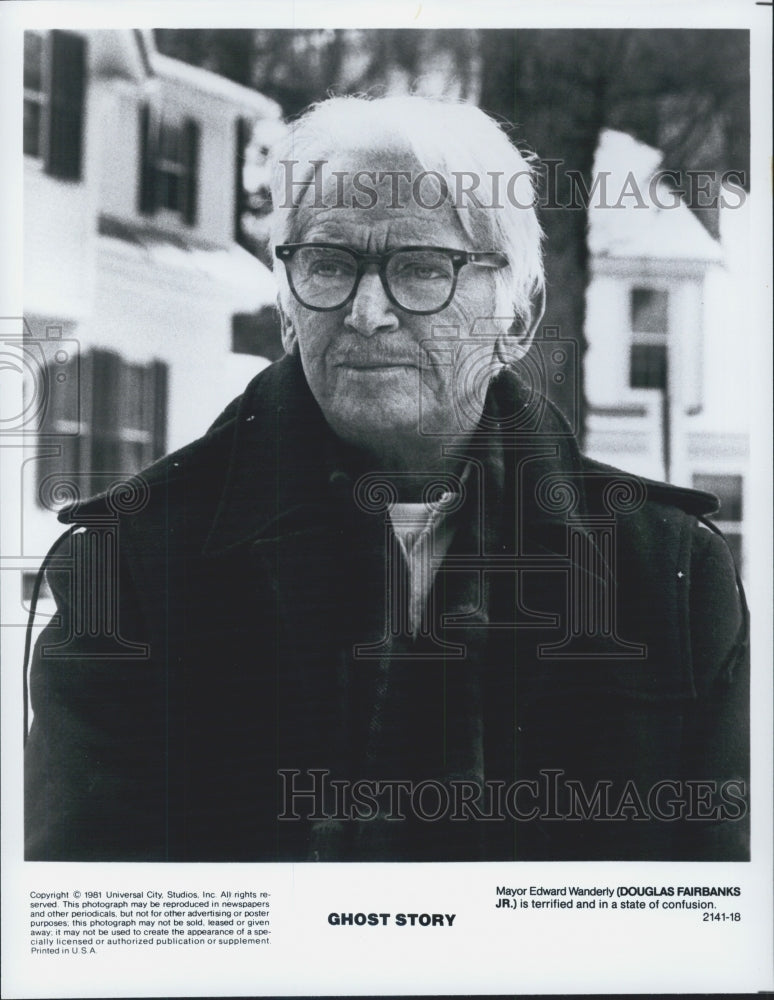 1981 Press Photo Actor Douglas Fairbanks, Jr. in "Ghost Story" Film - Historic Images