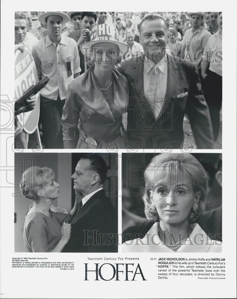 1992 Press Photo Actor Jack Nicholson, Natalija Nogulich in "Hoffa" Film Stills - Historic Images