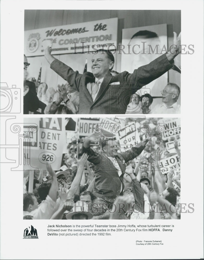 1992 Press Photo Actor Jack Nicholson as Jimmy Hoffa in &quot;Hoffa&quot; Film - Historic Images