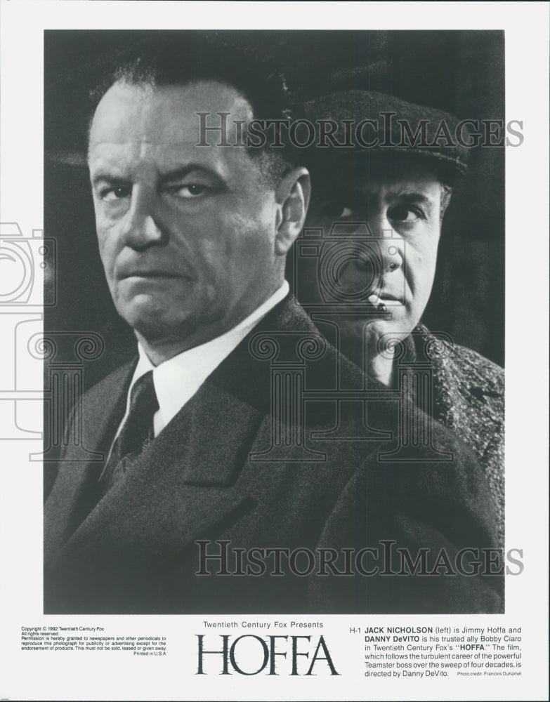 1992 Actor Jack Nicholson, Danny DeVito in &quot;Hoffa&quot; Film-Historic Images