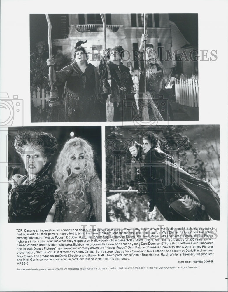 1993 Press Photo &quot;Hocus Pocus&quot; Film Stills w Bette Midler, Sarah Jessica Parker - Historic Images