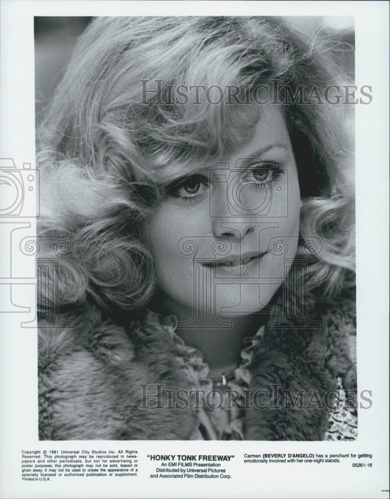 1981 Press Photo Actress Beverly D&#39;Angelo in &quot;Honky Tonk Freeway&quot; Film - Historic Images