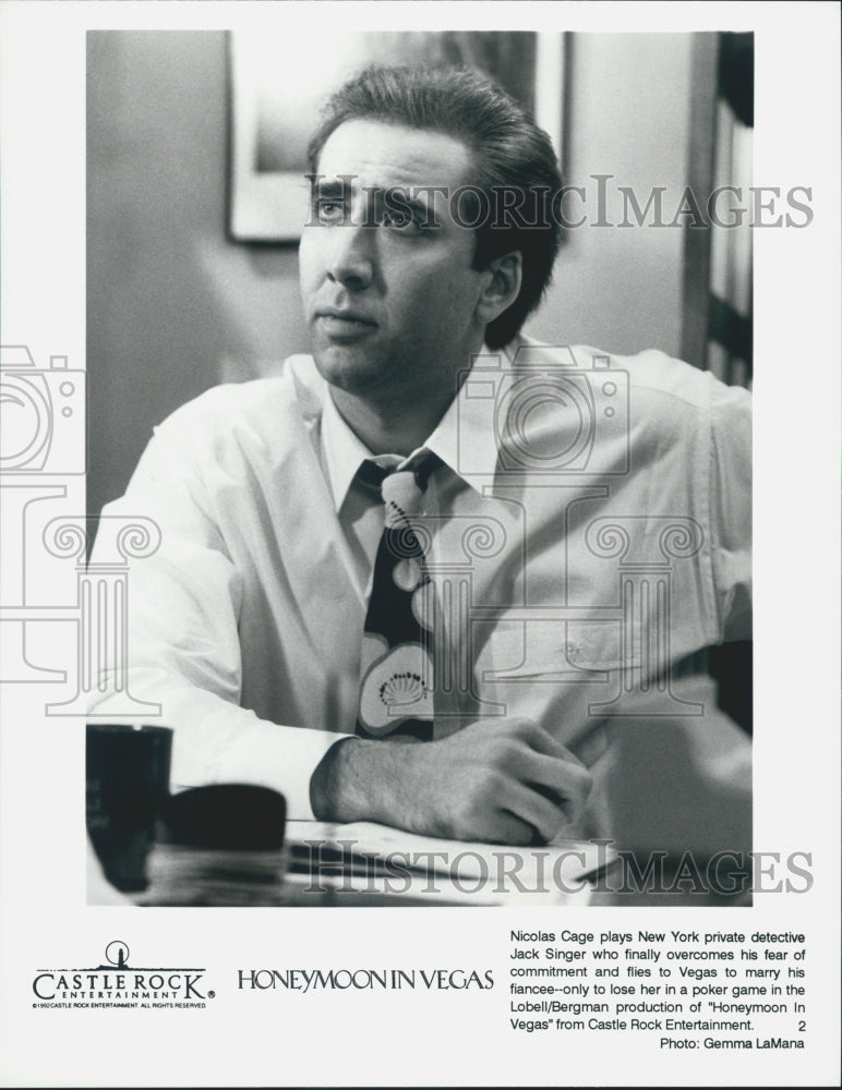 1992 Press Photo Actor Nicolas Cage in "Honeymoon in Vegas" Film - DFPG01499 - Historic Images