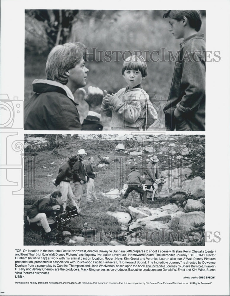 1993 Press Photo Actor Kevin Chevalia, Benj Thall in "Homeward Bound" Film - Historic Images