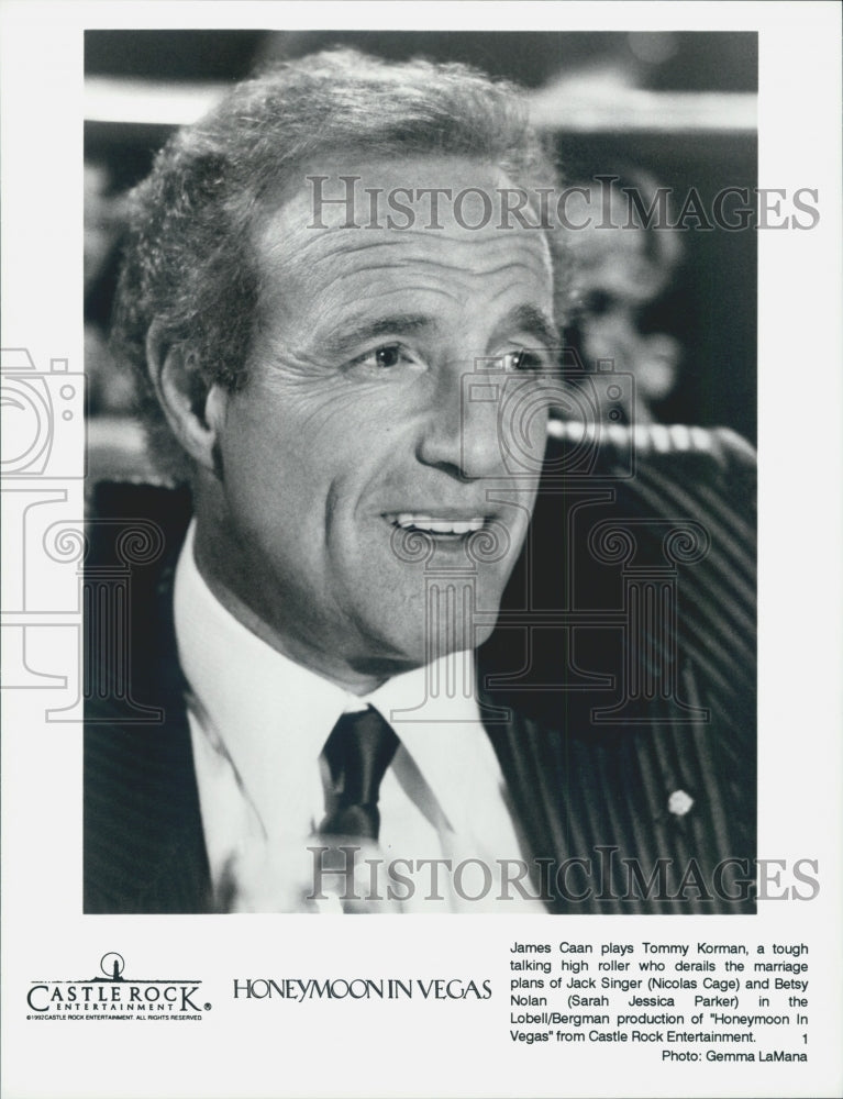 1992 Press Photo Actor James Caan in "Honeymoon in Vegas" Film - Historic Images