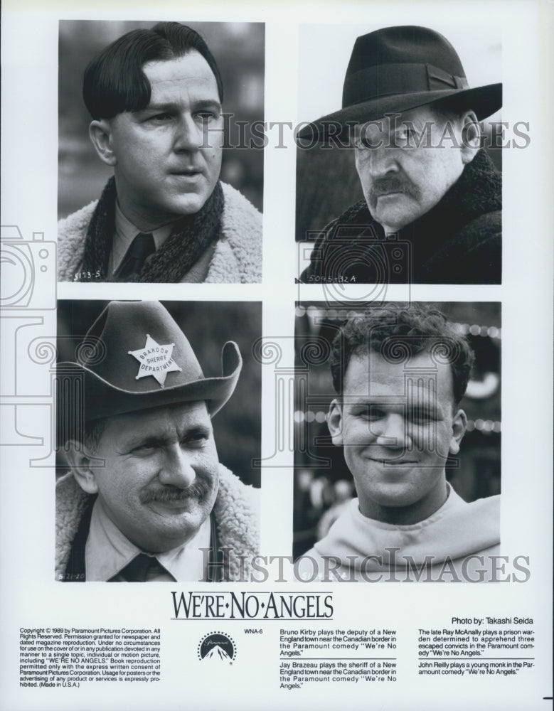 1989 Press Photo Cast of &quot;We&#39;re No Angels&quot; Film w/ Bruno Kirby, John C. Reilly - Historic Images