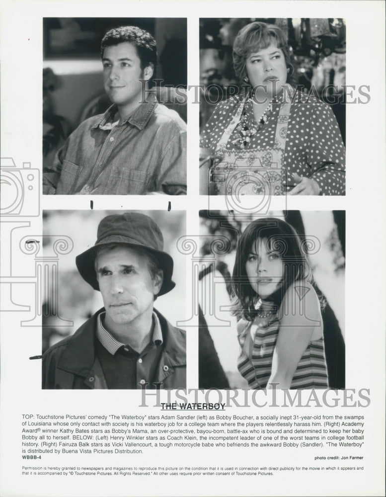 1998 Press Photo Actor Henry Winkler, Adam Sandler in &quot;The Waterboy&quot; Film - Historic Images