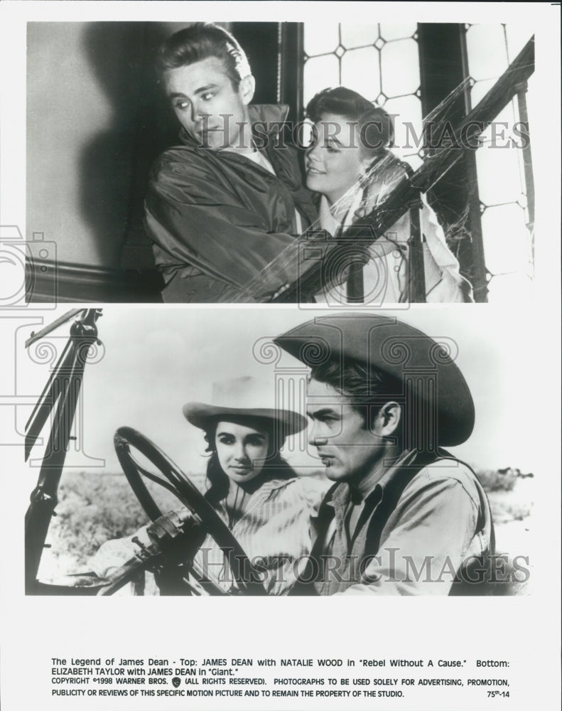 1998 Press Photo Actor James Dean in "Rebel Without A Cause," "Giant" Films - Historic Images