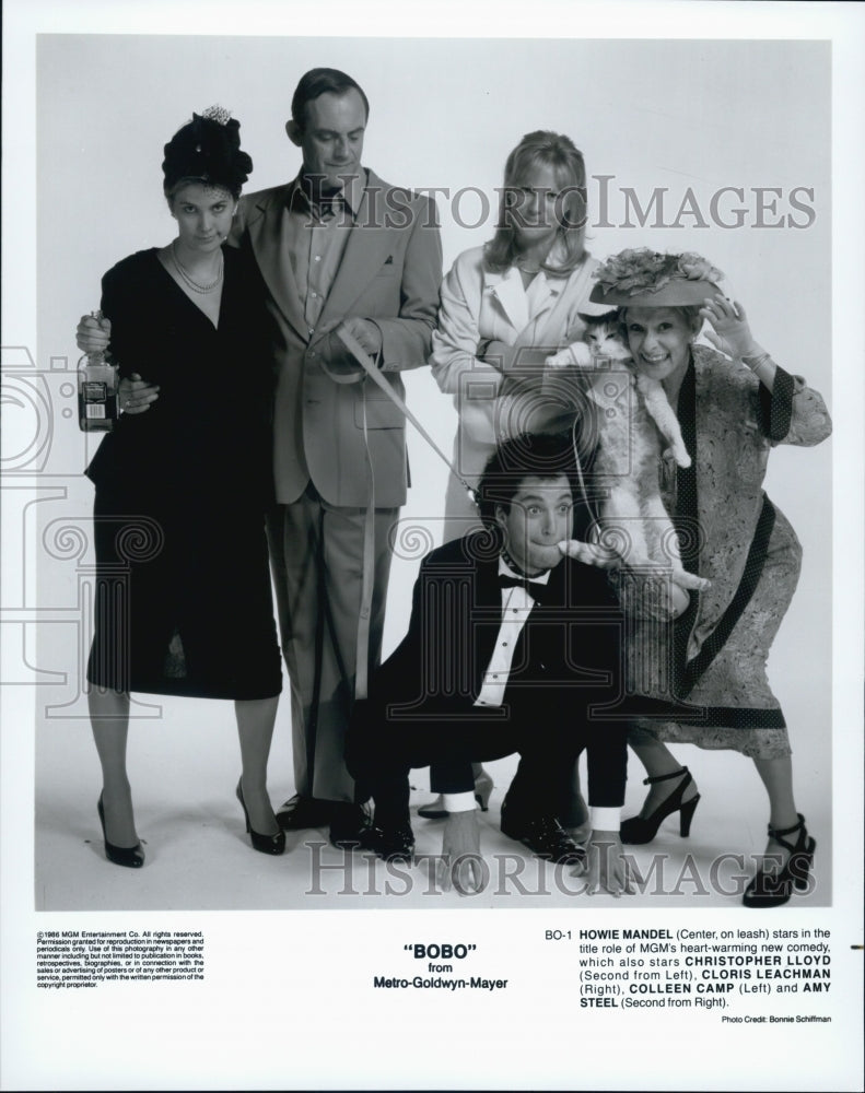 1986 Press Photo Howie Mandel, Christopher Lloyd, Cloris Leachman in &quot;Bobo&quot; Film - Historic Images