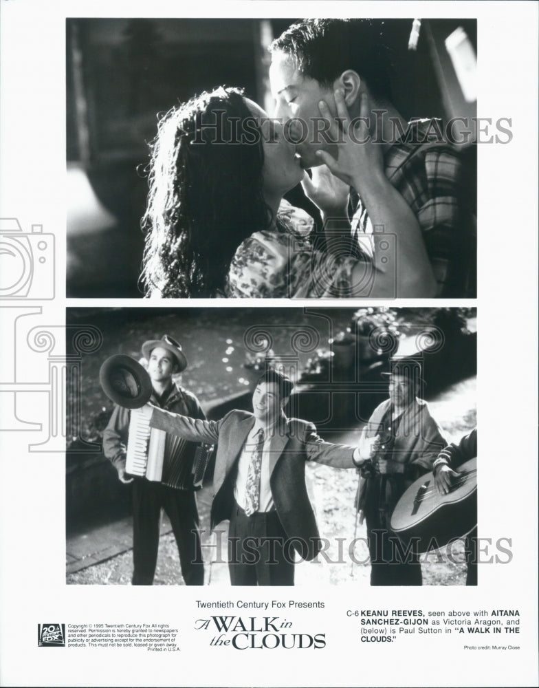 1995 Press Photo Actor Keanu Reeves, Aitana Sanchez-Gijon "A Walk in the Clouds" - Historic Images