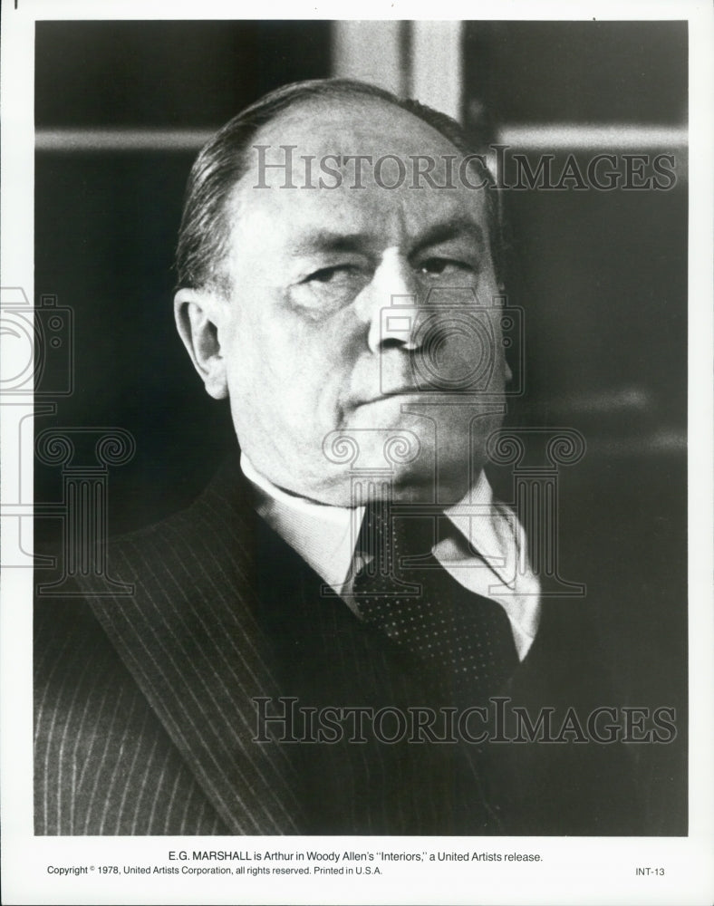 1978 Press Photo Actor E.G. Marshall in Woody Allen's "Interiors" Film - Historic Images