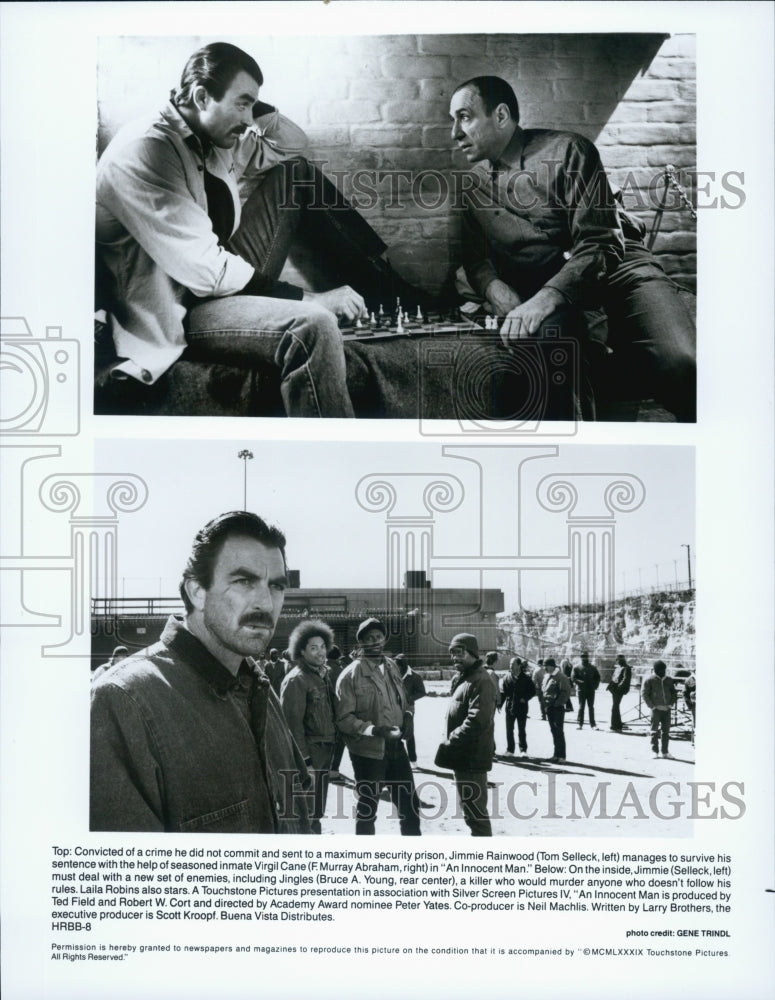 1989 Press Photo Actor Tom Selleck, F. Murray Abraham in "An Innocent Man" Film - Historic Images