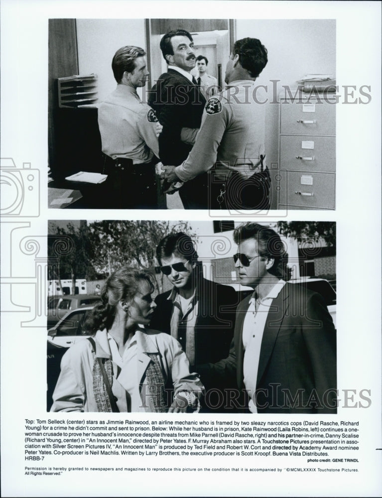 1989 Press Photo Actor Tom Selleck, F. Murray Abraham in "An Innocent Man" Film - Historic Images