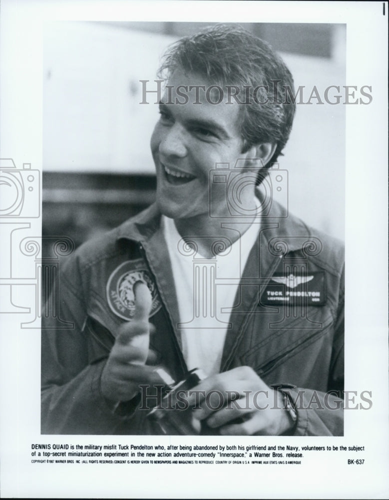 1987 Press Photo Actor Dennis Quaid in "Innerspace" Film - Historic Images