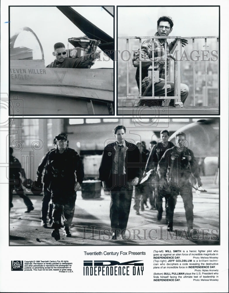 1996 Press Photo Will Smith, Jeff Goldblum, Bill Pullman in "Independence Day" - Historic Images