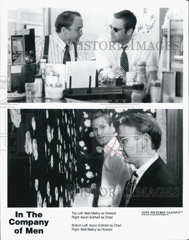 1997 Press Photo Aaron Eckhart, Matt Malloy in "In the Company of Men" Film - Historic Images
