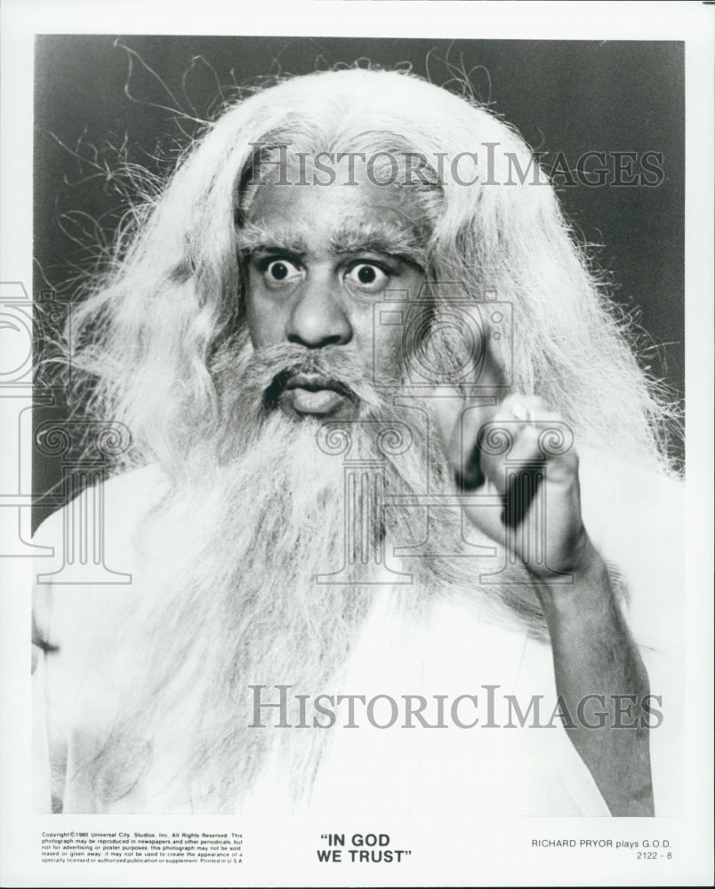 1980 Press Photo Richard Pryor as God in "In God We Trust" - Historic Images