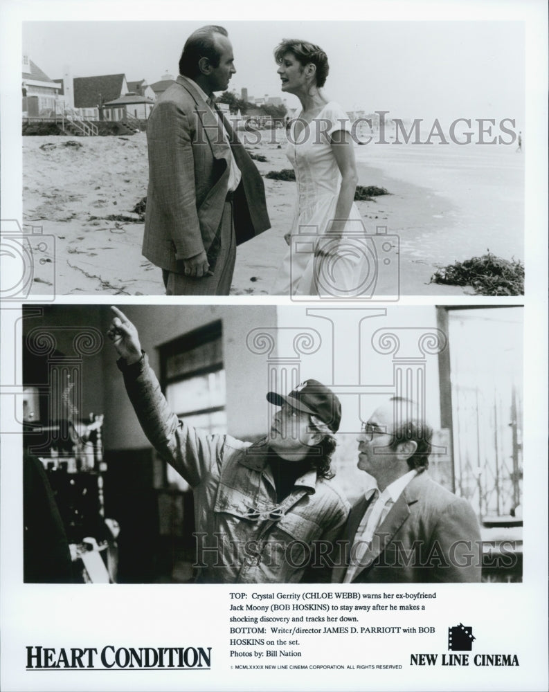 1989 Press Photo Actor Bob Hoskins, Chloe Webb in &quot;Heart Condition&quot; Film - Historic Images