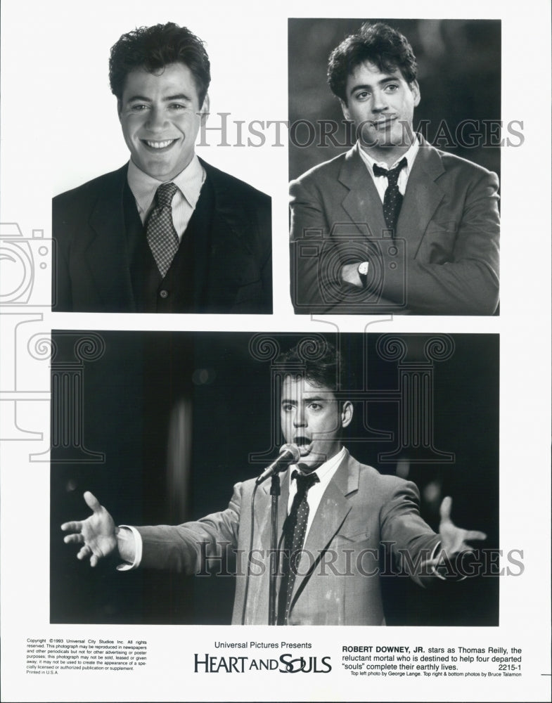 1993 Press Photo Young Robert Downey, Jr. in "Heart and Souls" Film - Historic Images