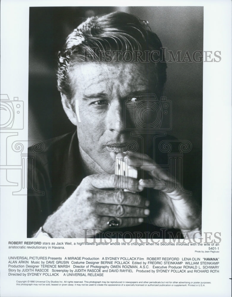 1990 Press Photo Actor Robert Redford in &quot;Havana&quot; Film - Historic Images